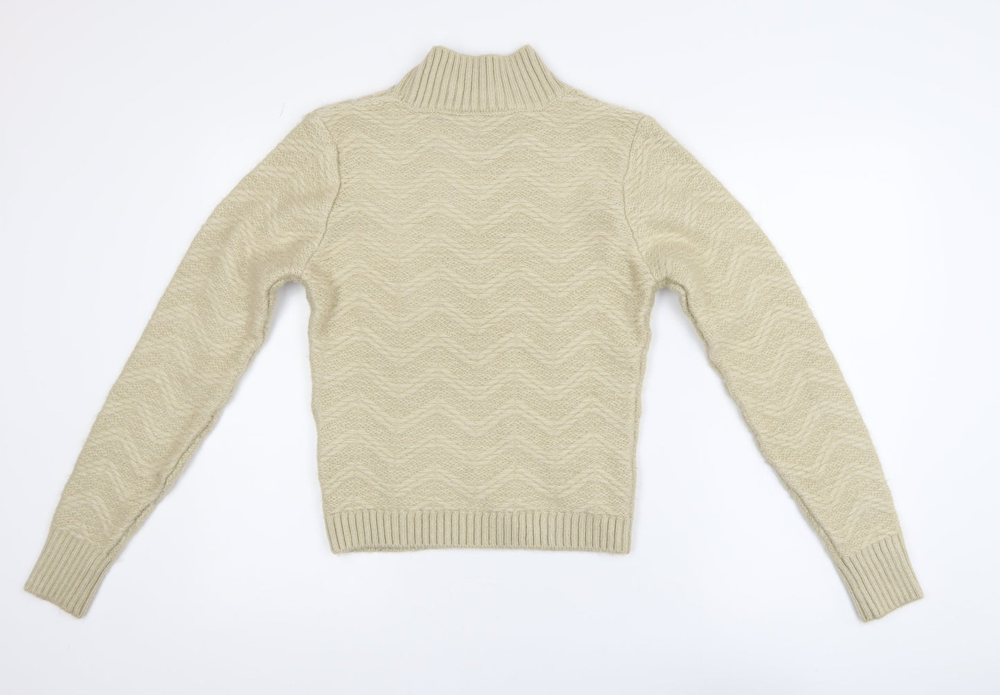 Lipsy London Womens Beige Mock Neck Long Sleeve Jumper UK 10