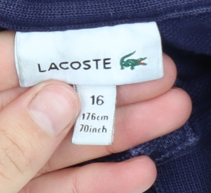 Lacoste Boys Blue Polo Shirt 16 Years Cotton Short Sleeve Logo Top
