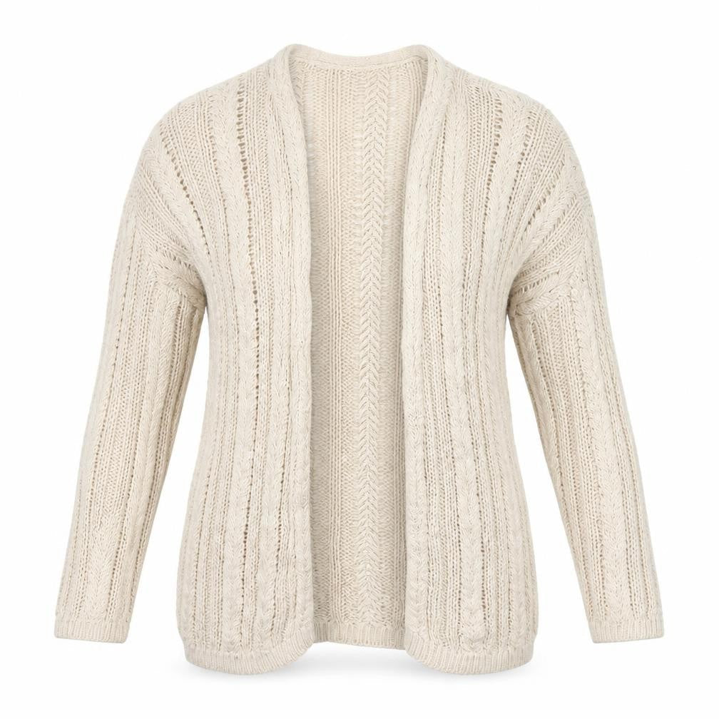 Garnet Hill Women's Beige Open-Knit Linen Cotton Cardigan Size S