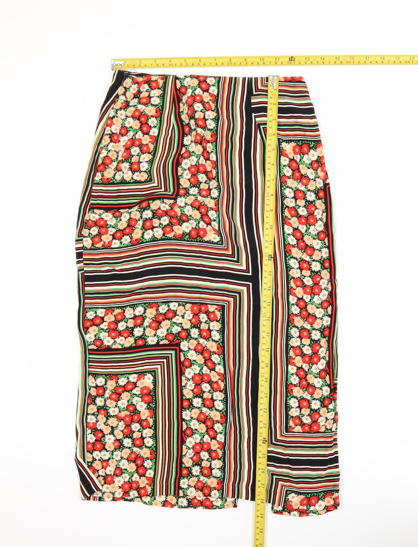 Topshop Womens Multicoloured Midi Pencil Skirt Size 6 Viscose