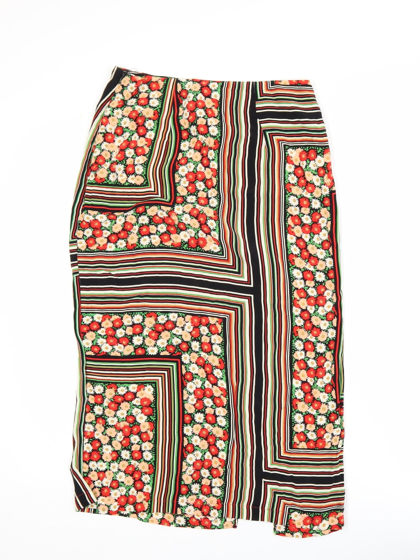 Topshop Womens Multicoloured Midi Pencil Skirt Size 6 Viscose