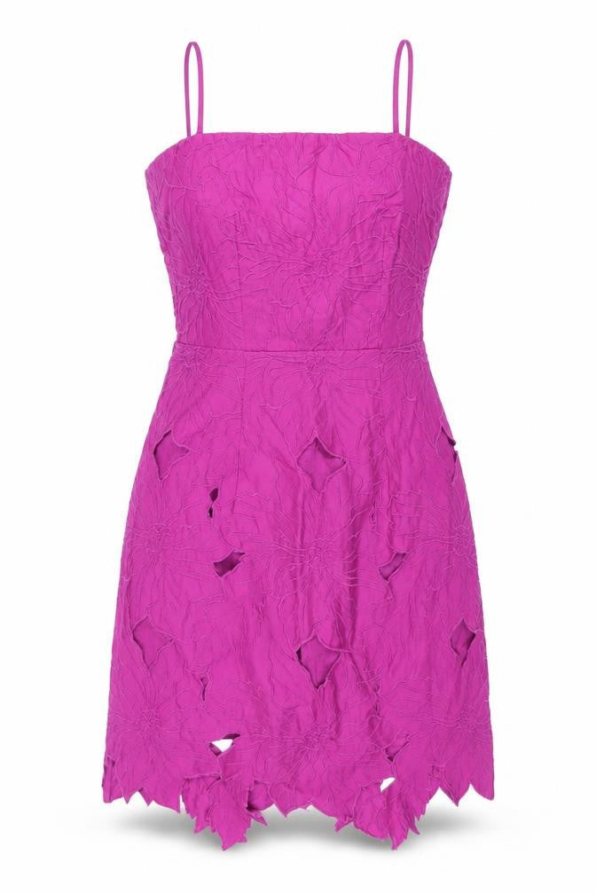 H&M Women’s Pink Floral Embroidered Cut Out Bodycon Dress Size 8