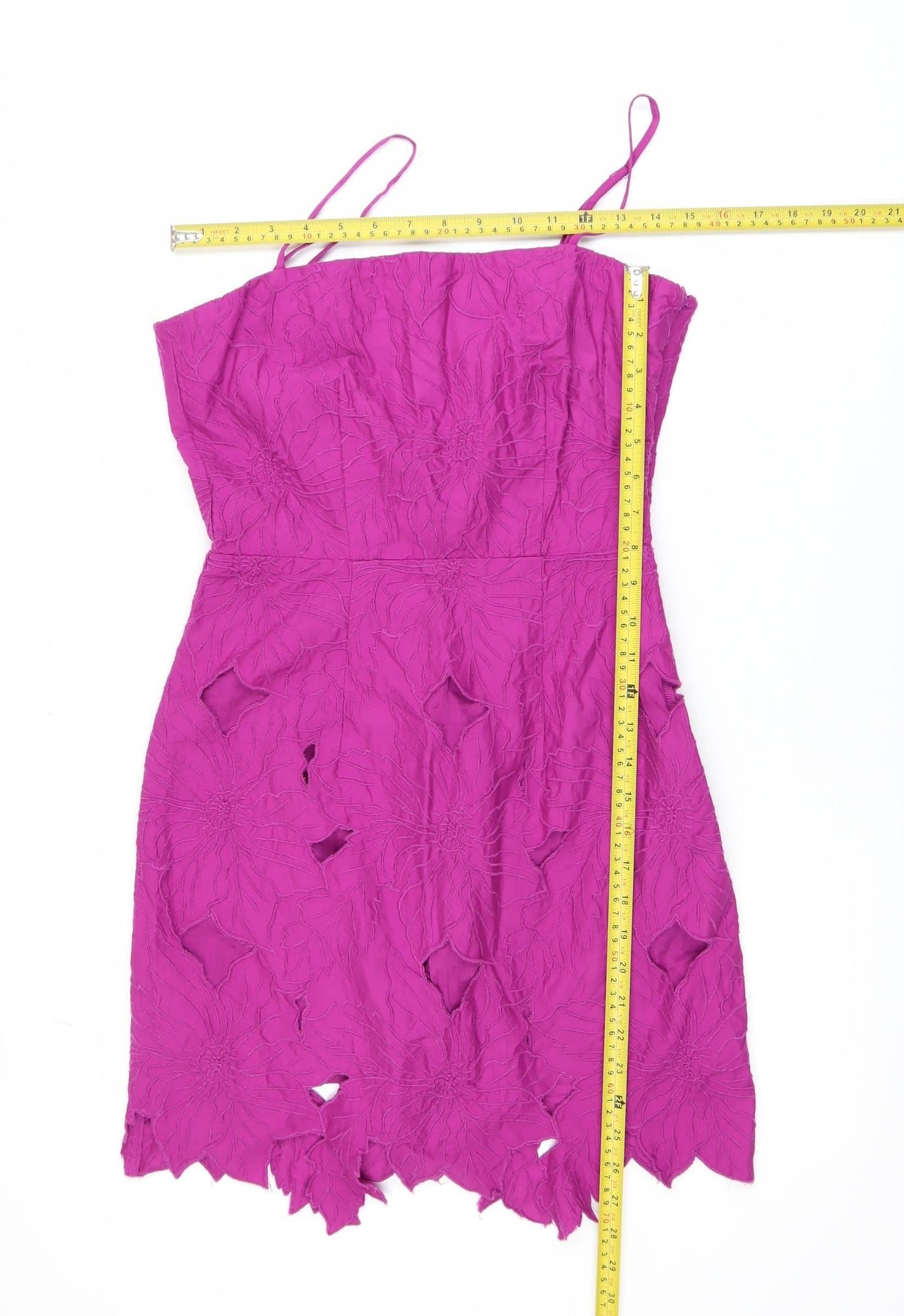 H&M Women’s Pink Floral Embroidered Cut Out Bodycon Dress Size 8