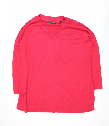 Additional front view of bpc Selection Women Red V-Neck XL jumper Cotton Blend