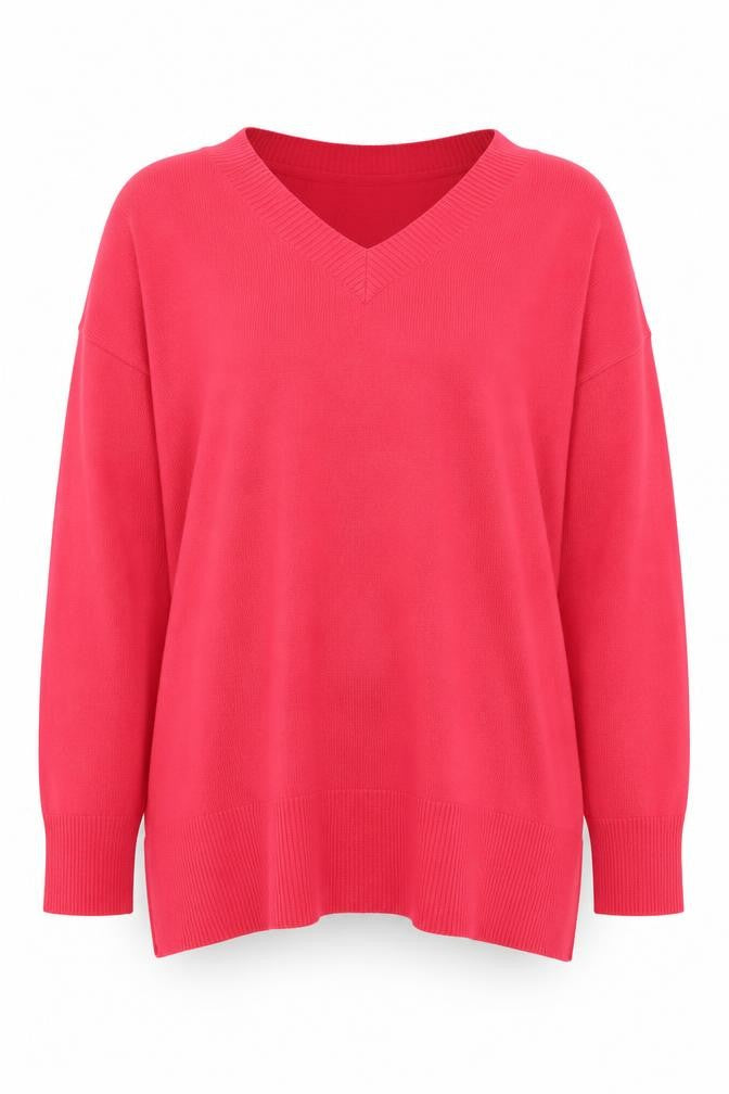 bpc Selection Women Red V-Neck XL Pullover Jumper Cotton Blend