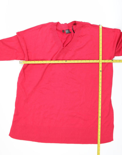 Back view of bpc Selection Women Red V-Neck XL jumper Cotton Blend