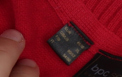 Brand and care label for bpc Selection Women Red V-Neck XL jumper Cotton Blend