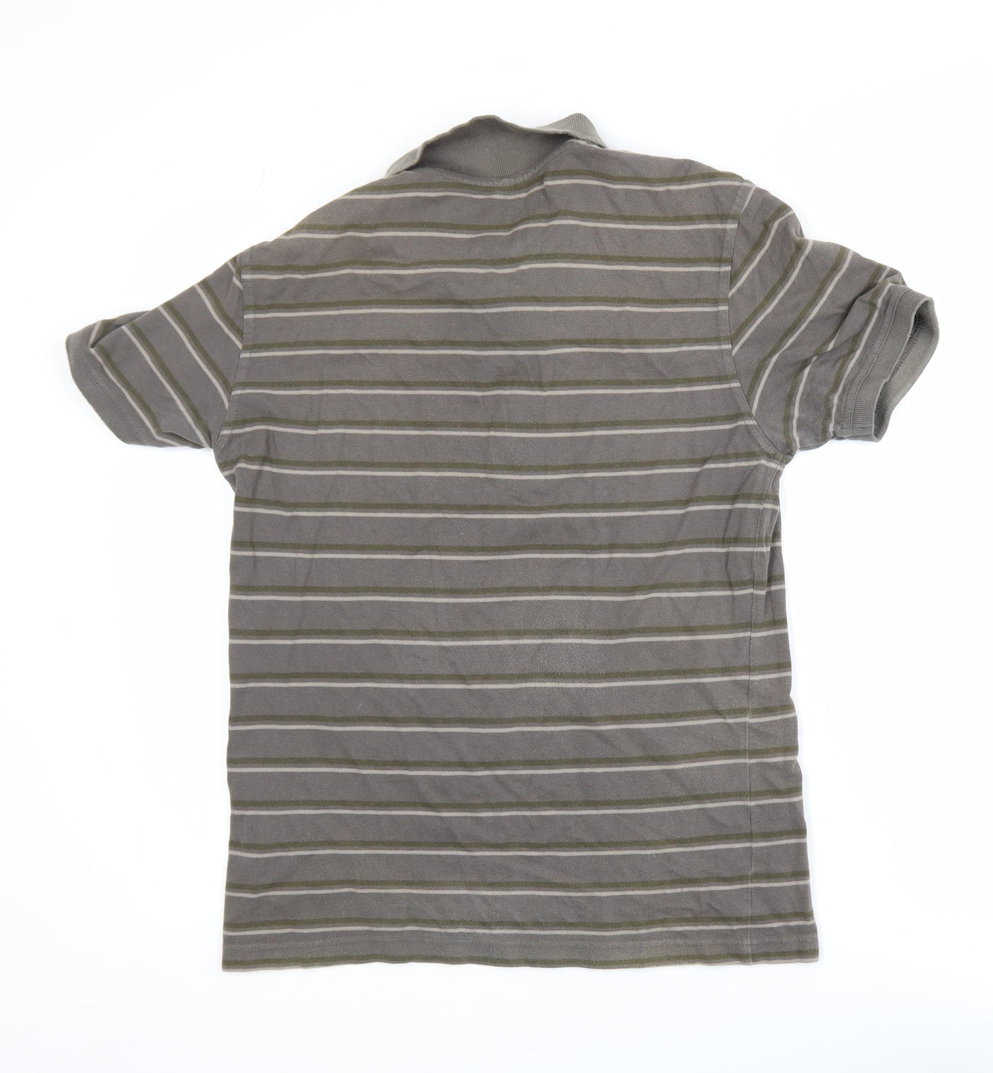 H&M Men's Brown Striped Cotton Polo Shirt Size M Casual Classic