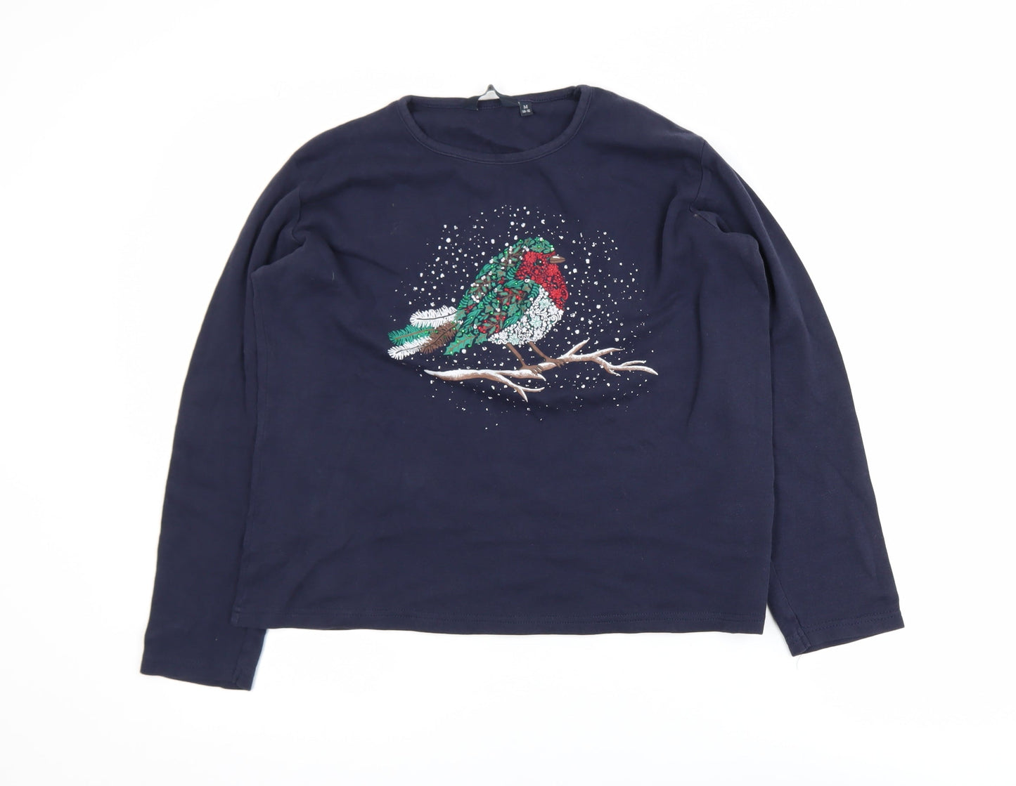 Isle Essentials Girls Blue 15-16 Years Embroidered Robin Long Sleeve Top