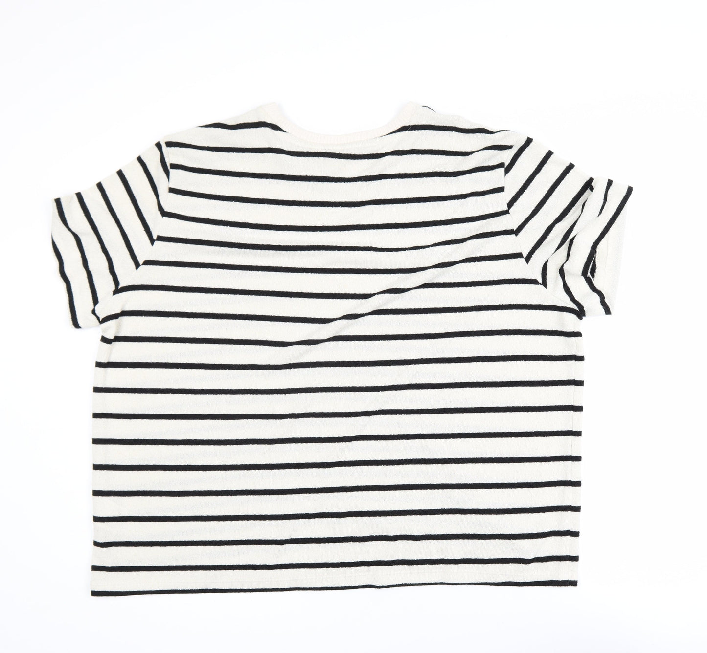 H&M Women’s White Black Striped Short Sleeve Cotton T-Shirt Size 18