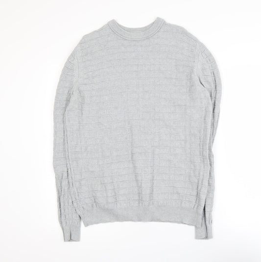 Nigel Hall Mens Grey Cotton Knit Crew Neck Jumper M