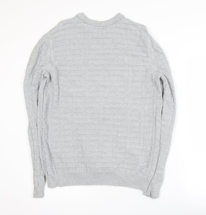 Nigel Hall Mens Grey Cotton Knit Crew Neck Jumper M