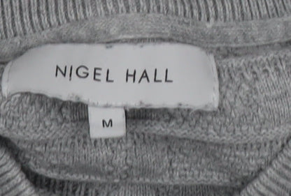 Nigel Hall Mens Grey Cotton Knit Crew Neck Jumper M