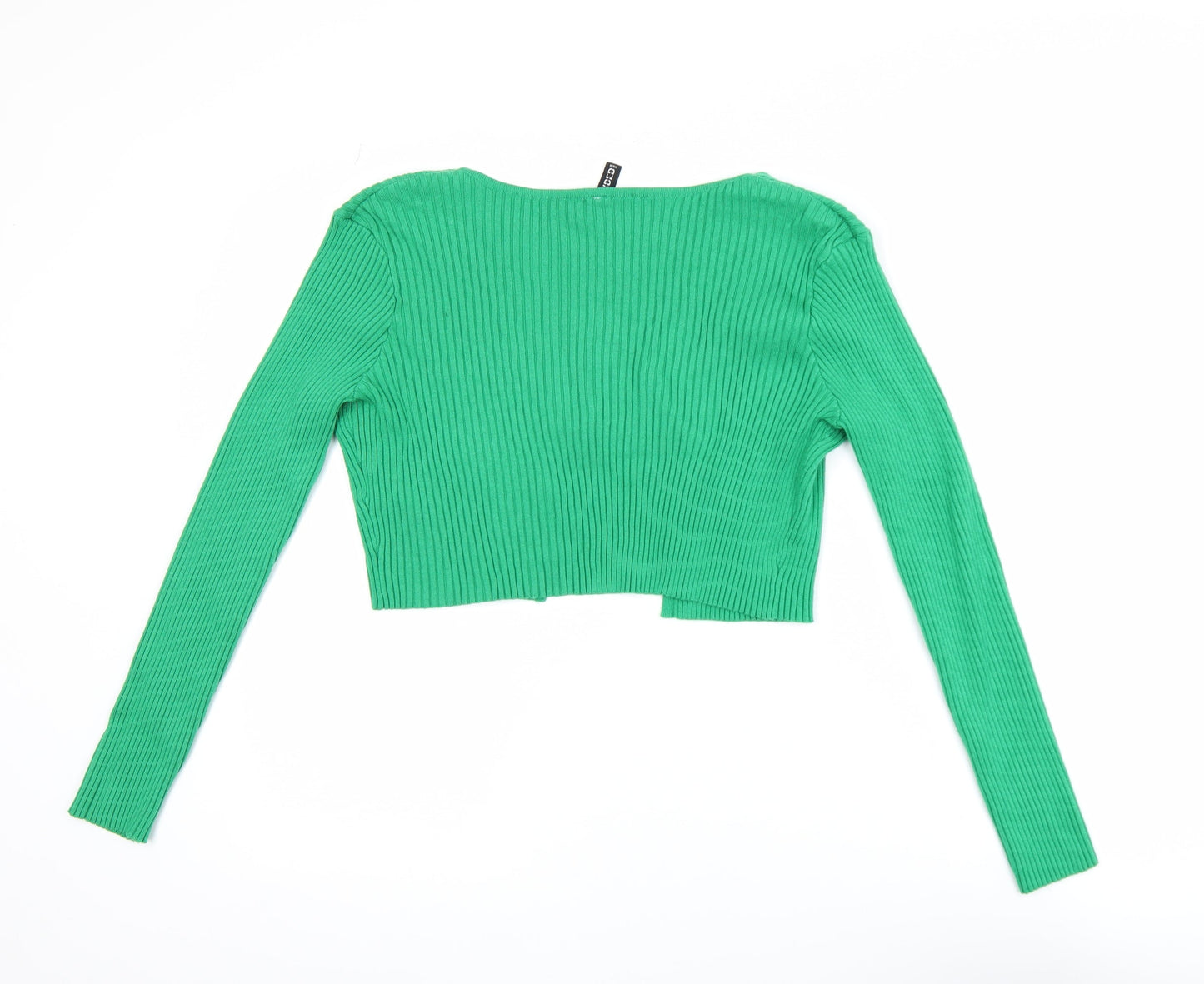 H&M Divided Green V-Neck Ribbed Knit Cropped Cardigan Women’s Size 12