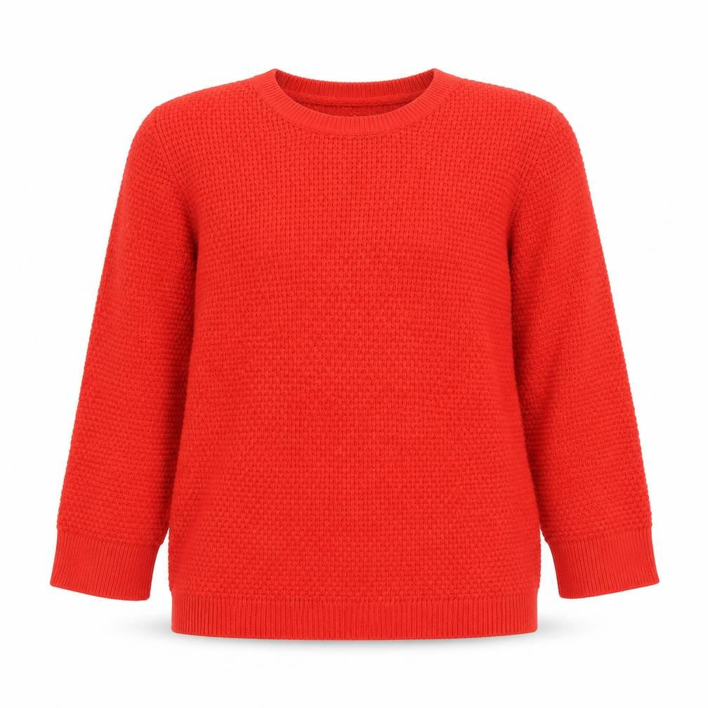 Gap Women Red Wool Blend Waffle Knit Crew Neck Jumper M