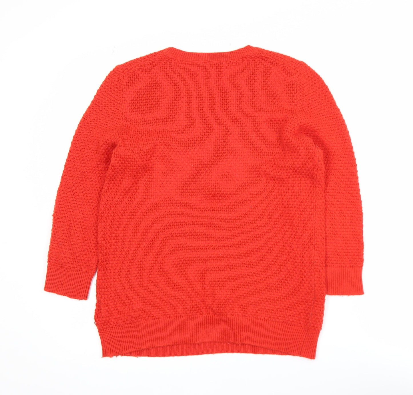Gap Women Red Wool Blend Waffle Knit Crew Neck Jumper M