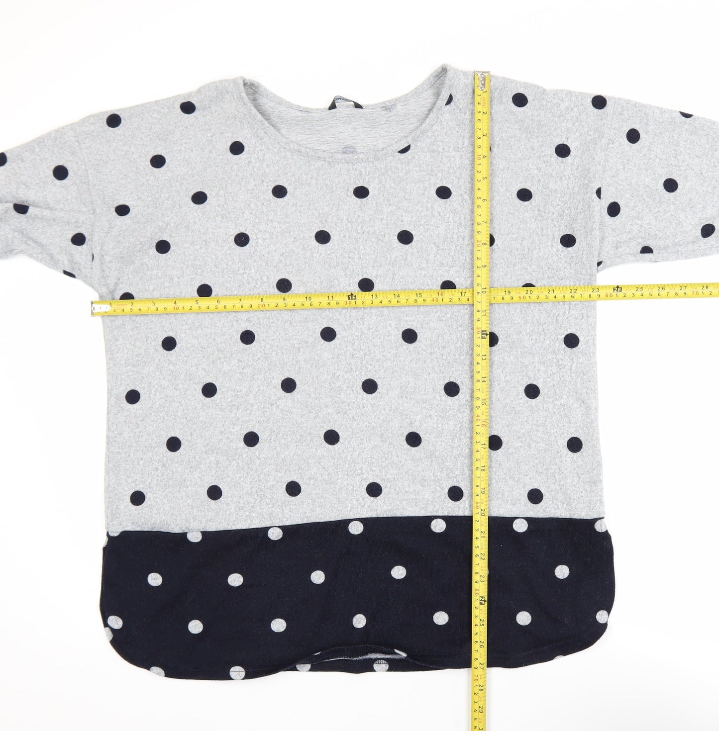 Roman Women’s Grey Polka Dot 3/4 Sleeve Jersey T-Shirt Size 18