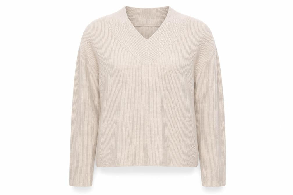 Marks & Spencer Womens Beige V-Neck Knit Jumper Medium