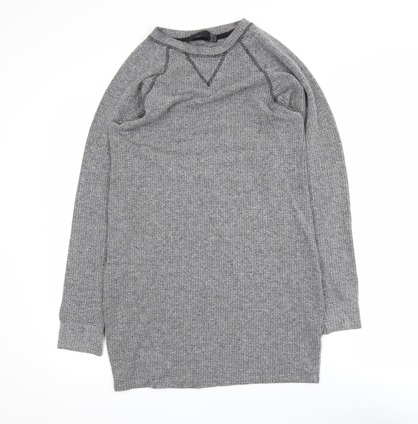 Zara Men Grey Waffle-Knit Pullover Jumper Size M