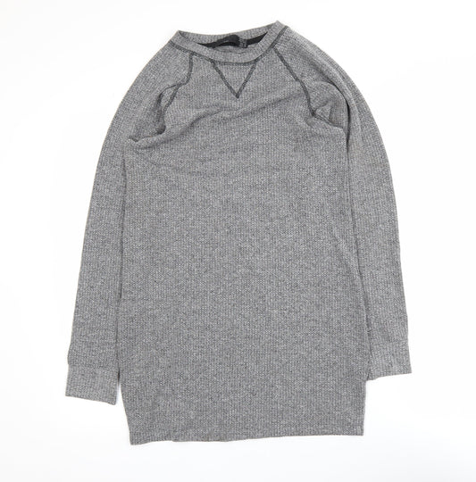 Zara Men Grey Waffle-Knit Pullover Jumper Size M
