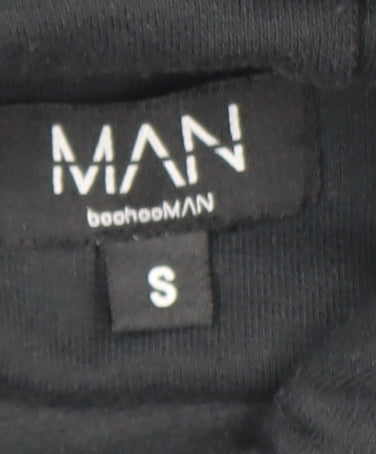 boohooMAN Men's Black Red Pullover Hoodie Size S Embroidered Logo