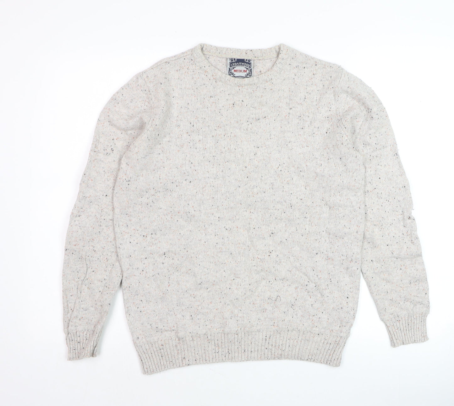 Cedarwood State Men’s Beige Wool Blend Crew Neck Pullover Sweater Medium