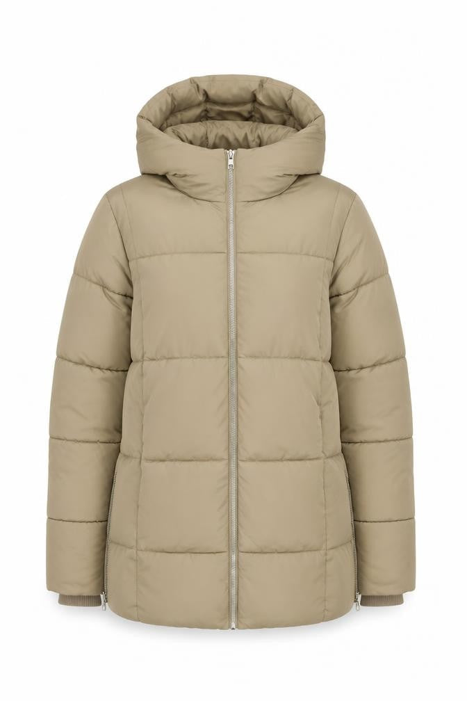 F&F Women's Beige Long Puffer Jacket Hooded M