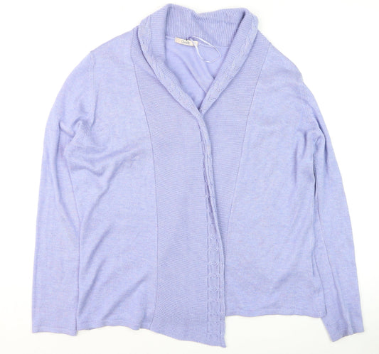 Marks and Spencer Women Purple Size 18 Open Knit Cardigan