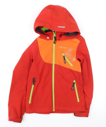 Additional front view of Sergent Major boys’ red soft shell hooded jacket 9-10 years windproof