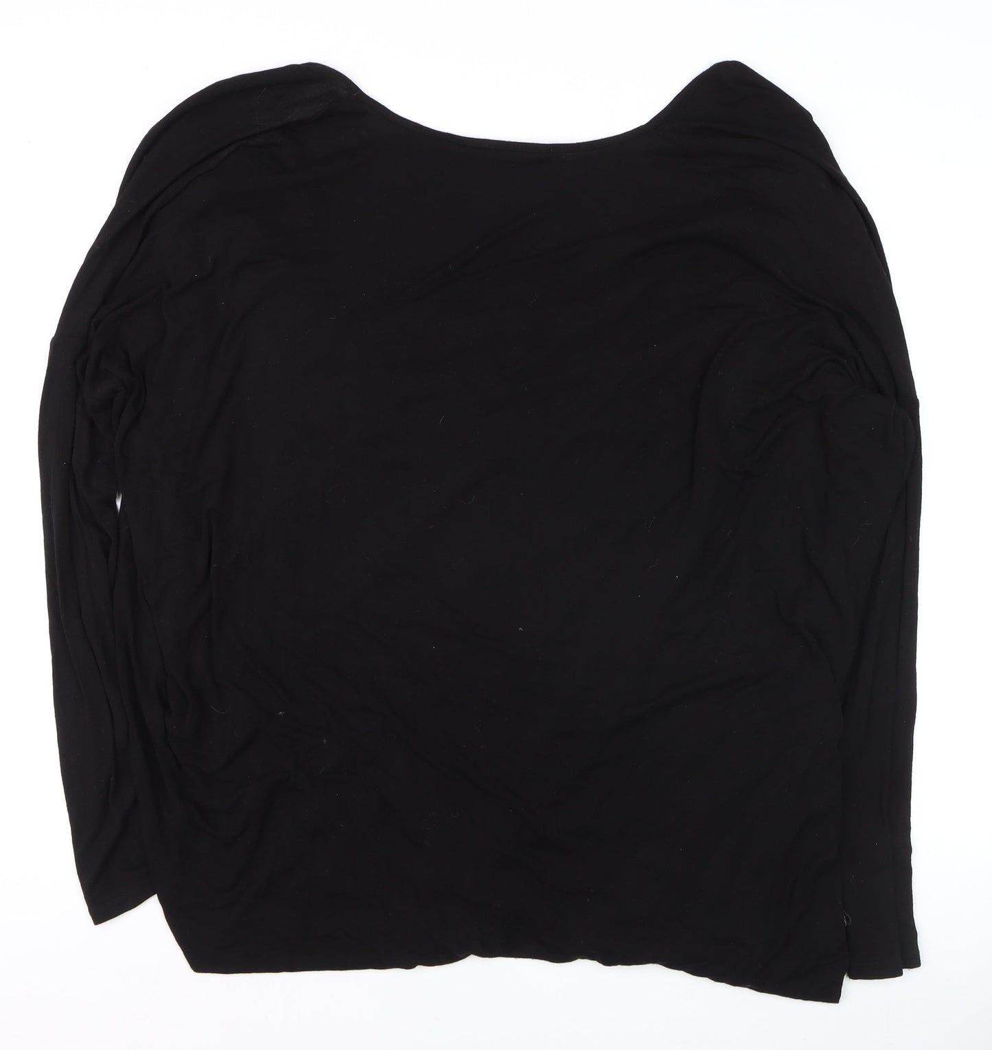 Label Lab Women's Black Wrap Cowl Neck Long Sleeve Jersey Blouse Size 12