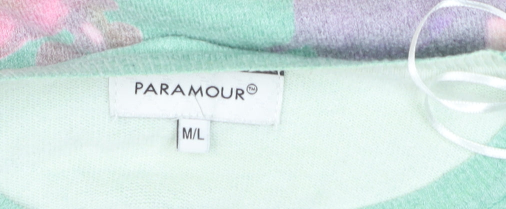 Paramour Women’s Green Floral Knit Pullover Jumper Size L