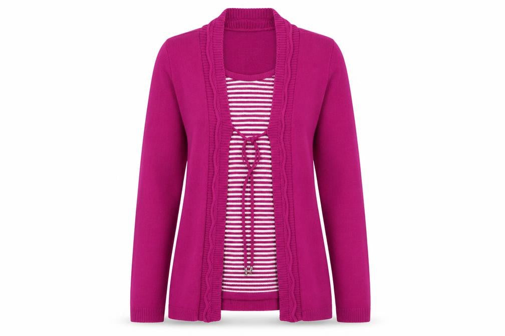 Lovell Womens Pink Striped Knit Cardigan Jumper Size S