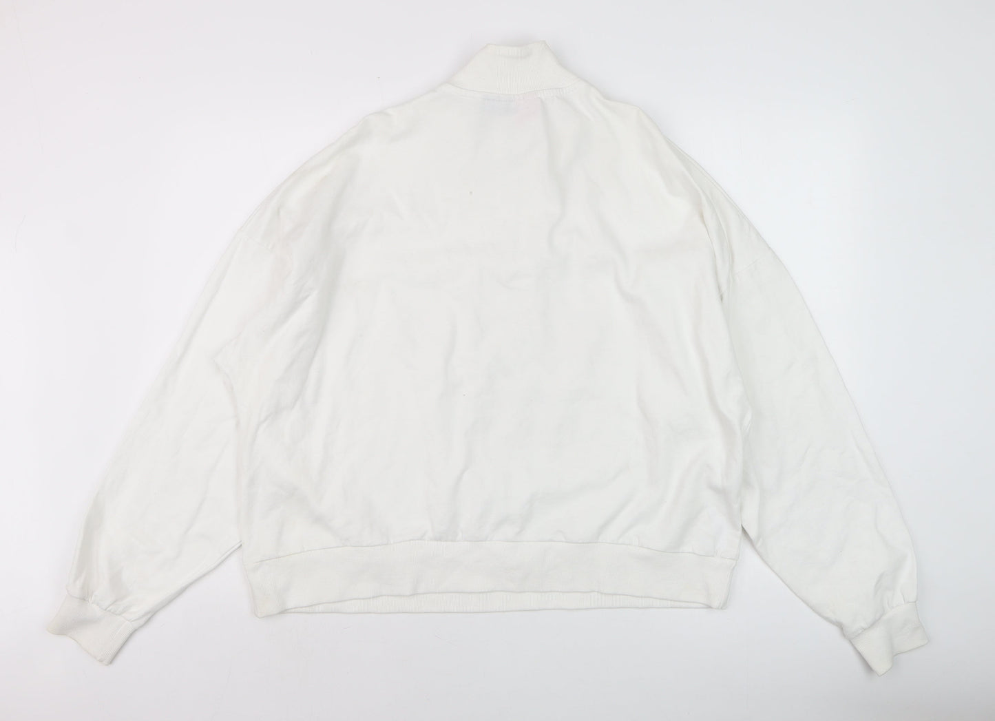ASOS Design Barbie White 1/4 Zip Sweatshirt Women UK 10 Cotton Blend