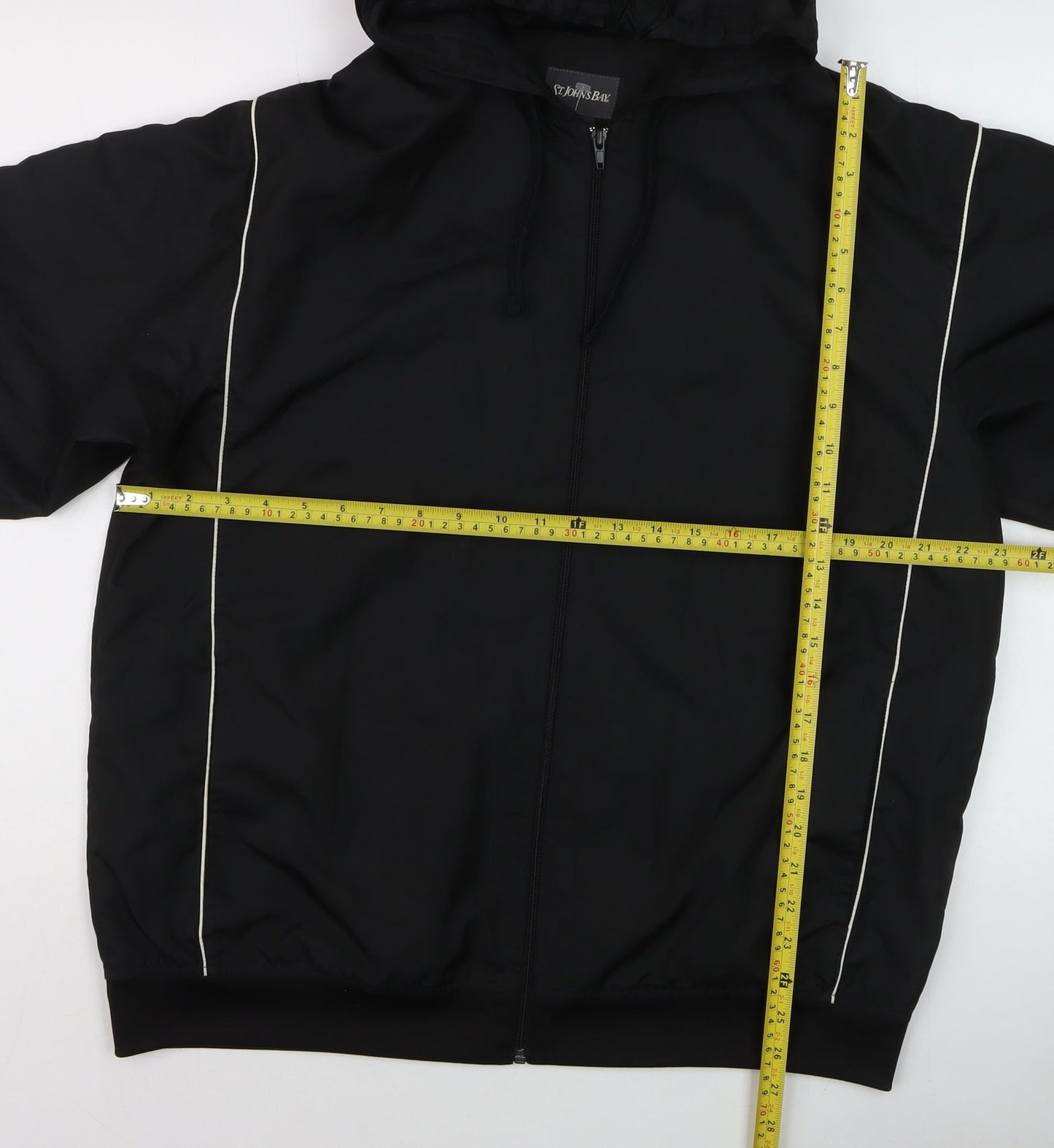 St. John's Bay Men's Black M Windbreaker Hooded Jacket