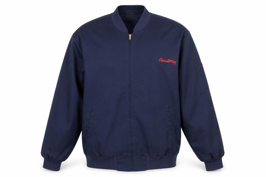 Red Kap Men's Blue Bomber Work Jacket L Embroidered Zip Front