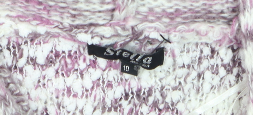 Stella Womens Multicoloured Size 10 Chunky Knit Hooded Tunic Jumper