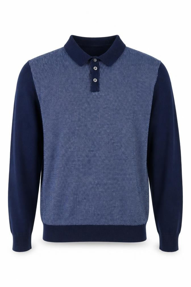 Easy Men’s Blue Collared Henley Knit Jumper Size S