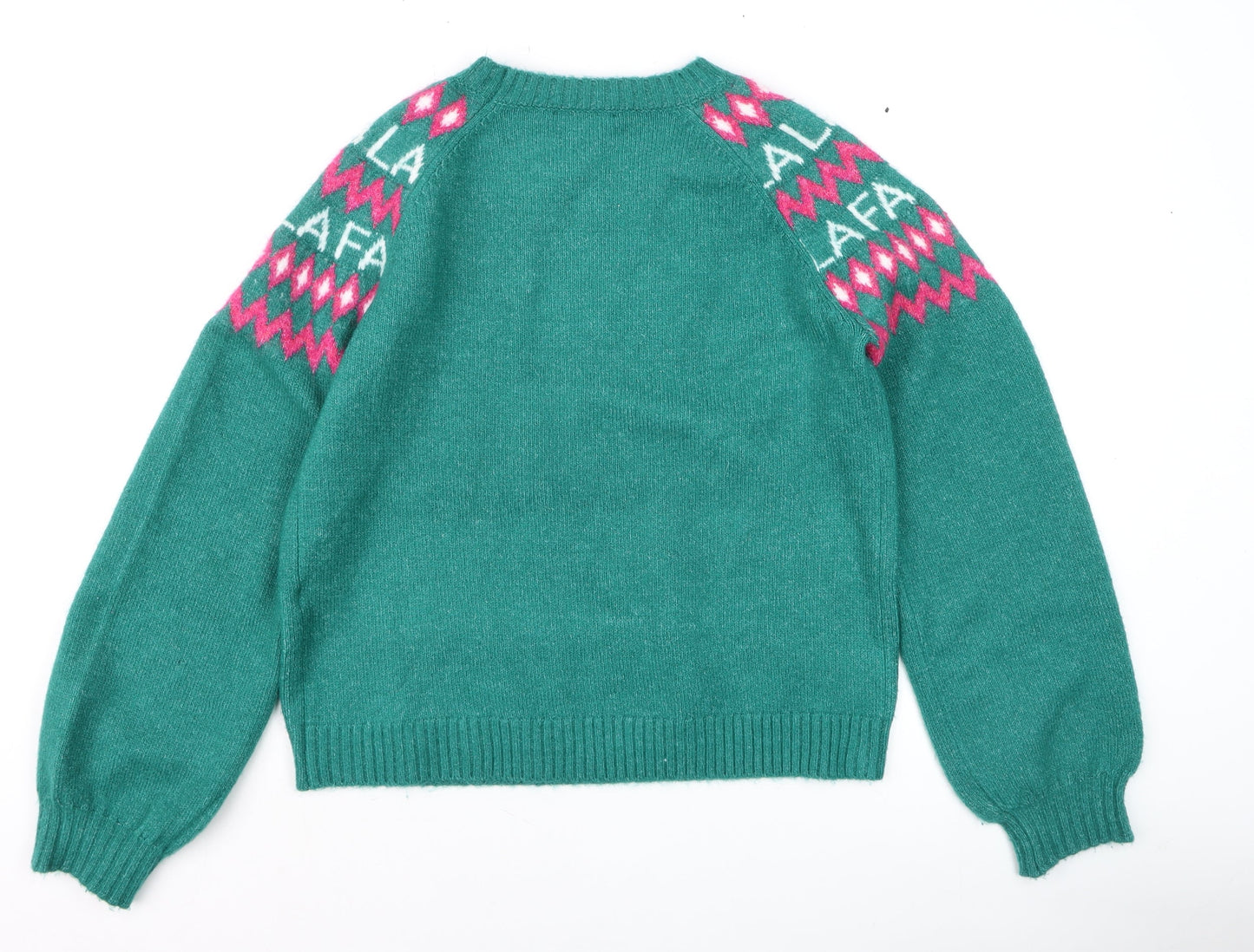 New Look Womens Green Fair Isle Christmas Jumper Size S