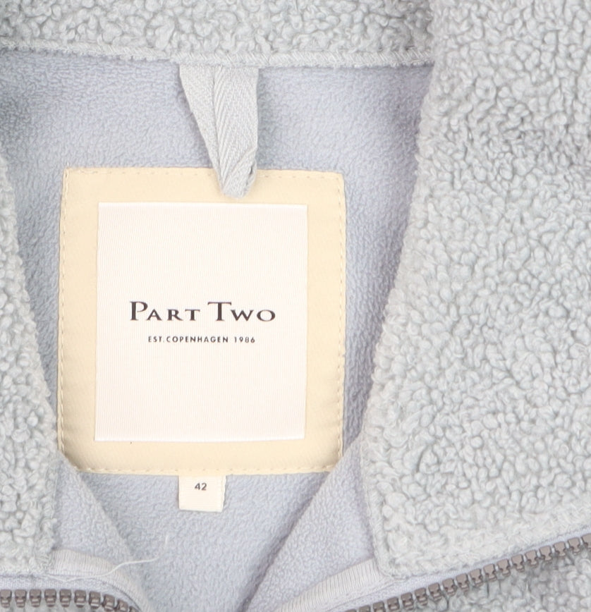 Part Two Womens Grey Fleece Zip Jacket Size 14 Warm Autumn Layer
