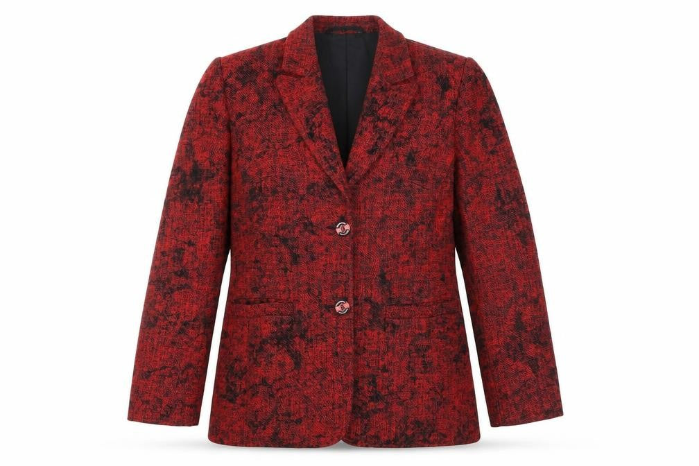 Wish Women Red Blazer Size 12 Classic Tweed Jacket