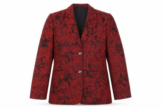 Wish Women Red Blazer Size 12 Classic Tweed Jacket
