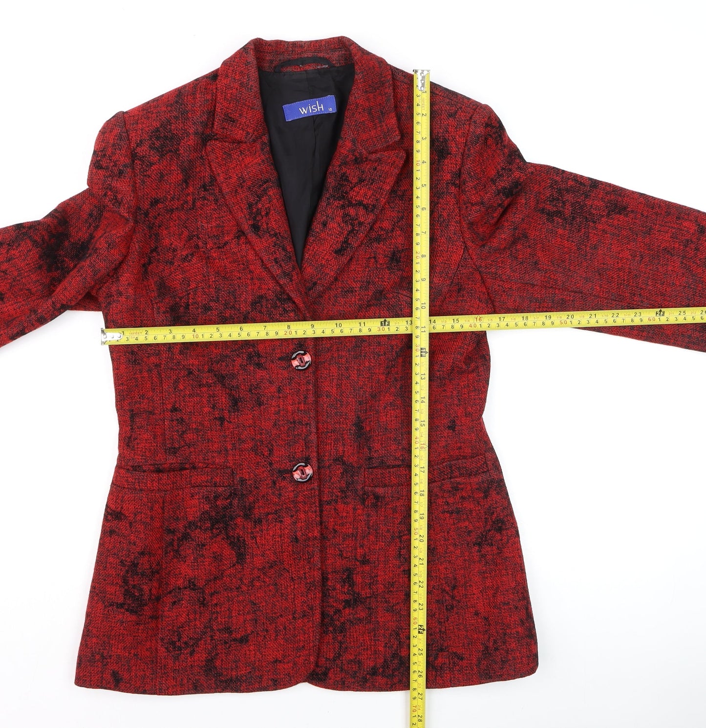 Wish Women Red Blazer Size 12 Classic Tweed Jacket