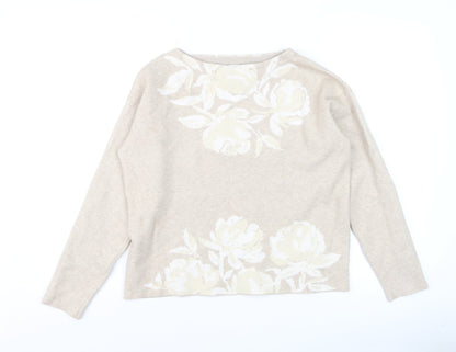 Joie Womens Beige Floral Knit Pullover Jumper Size M