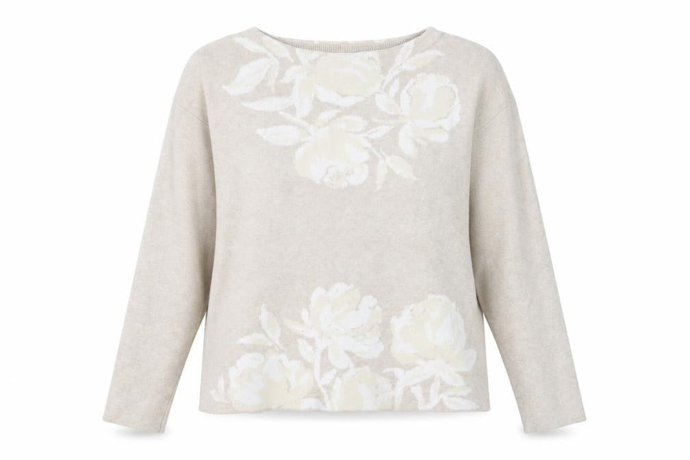 Joie Womens Beige Floral Knit Pullover Jumper Size M