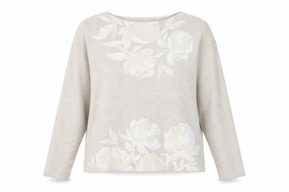 Joie Womens Beige Floral Knit Pullover Jumper Size M