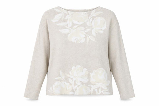 Joie Womens Beige Floral Knit Pullover Jumper Size M