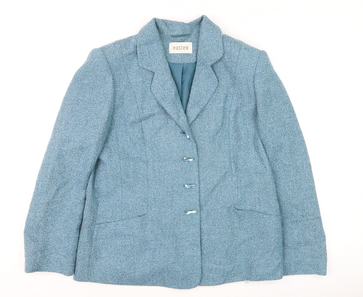 Eastex Womens Blue Wool Tweed Blazer Jacket Size 14