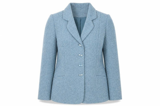 Eastex Womens Blue Wool Tweed Blazer Jacket Size 14