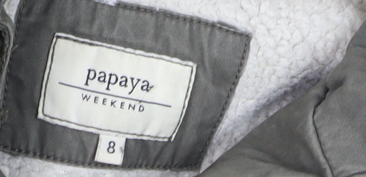 Papaya Weekend Women's Green Fur Trim Hooded Parka Coat Size 8