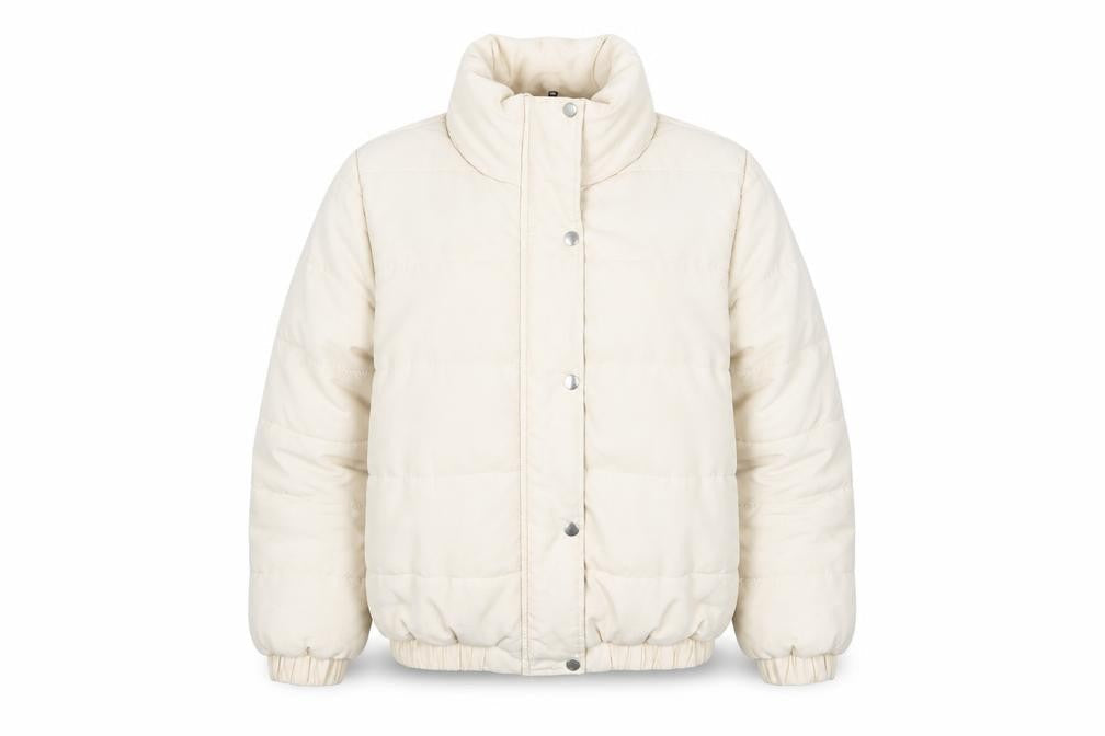 Boohoo Women's Beige Puffer Jacket Size 10 Winter Warm Outerwear
